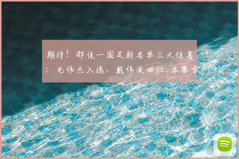 期待！邵佳一国足新名单三大惊喜：毛伟杰入选，戴伟浚回归_本赛季_姚浩洋_比赛